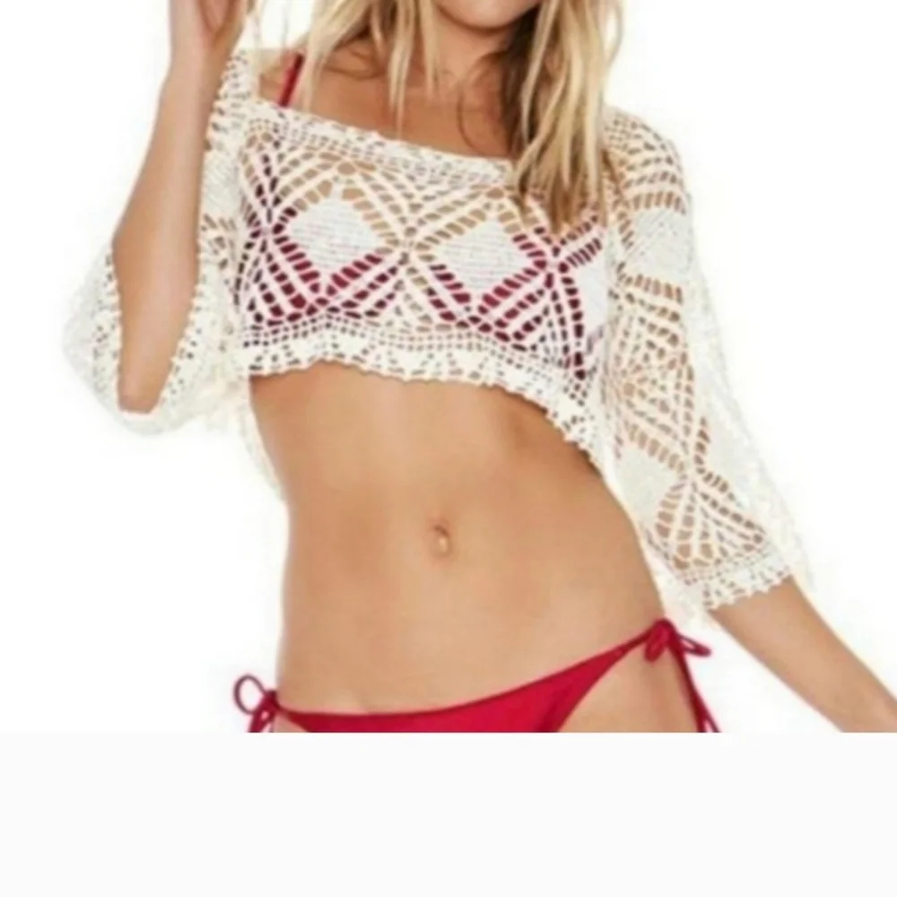 NWT L*Space Cody Crochet Summer Beach Swim Crop Top Coverup - Picture 4 of 12